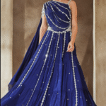 Electric Blue Chiffon Embroidered Lehenga Set