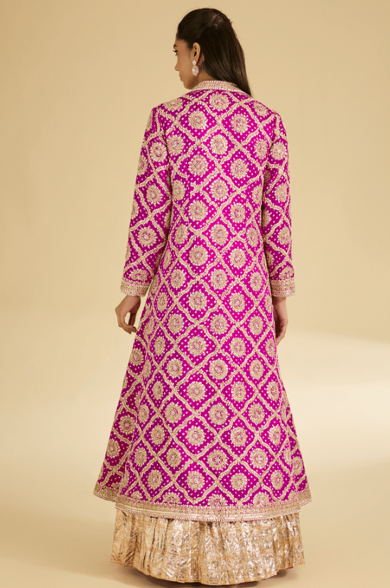 Pink Gajji Silk Jacket Set - Image 2