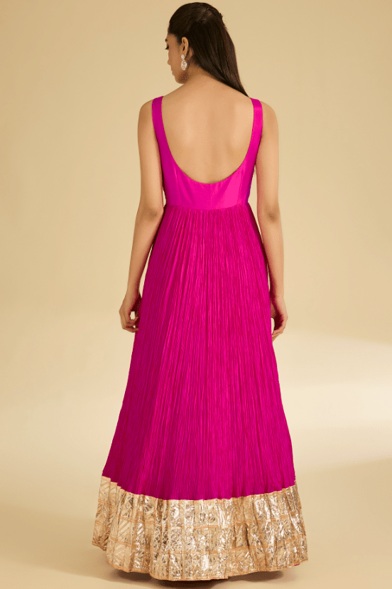 Pink Gajji Silk Jacket Set - Image 4
