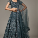 Dark Grey Net Sequins Embroidered Lehenga Set