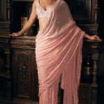 Pink Ombre Georgette Sequins & Bead Embroidered Saree Set