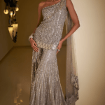Silver Grey Net Sequin Embroidered Sharara Set