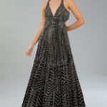 Black Georgette Crystal Embroidered Gown
