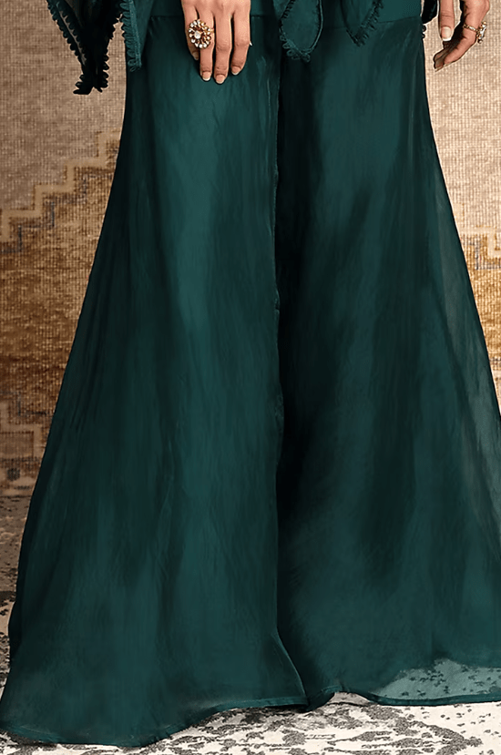 Green Organza Sharara Set - Image 3