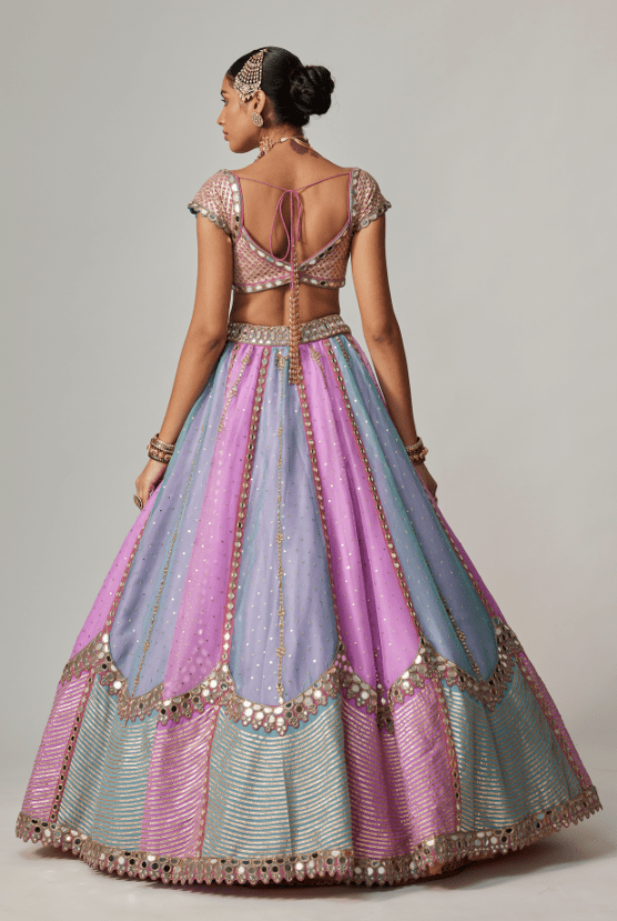 Multi-Colored Organza Gota Embroidered Lehenga Set - Image 2