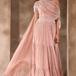 Dusty Pink Chiffon Embroidered Lehenga Set