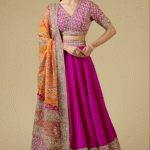 Pink Dupion Silk Embroidered Lehenga Set