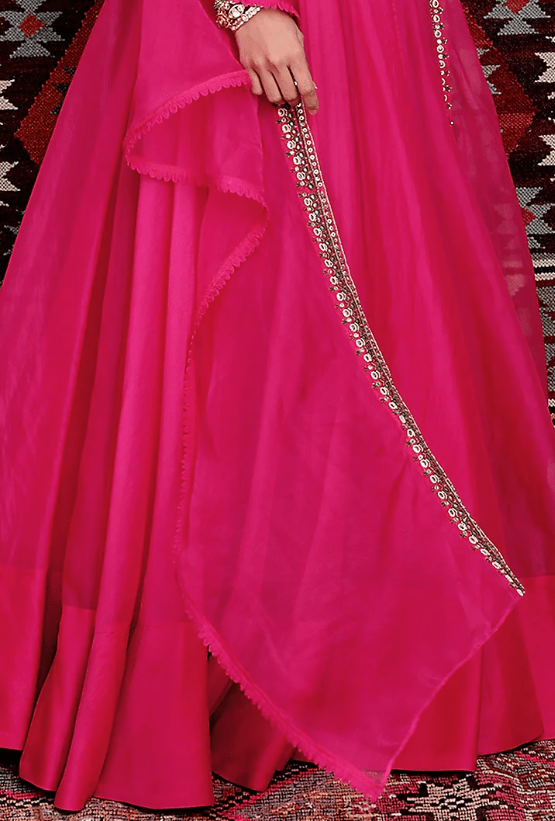 Fuchsia Organza Lehenga Set - Image 2