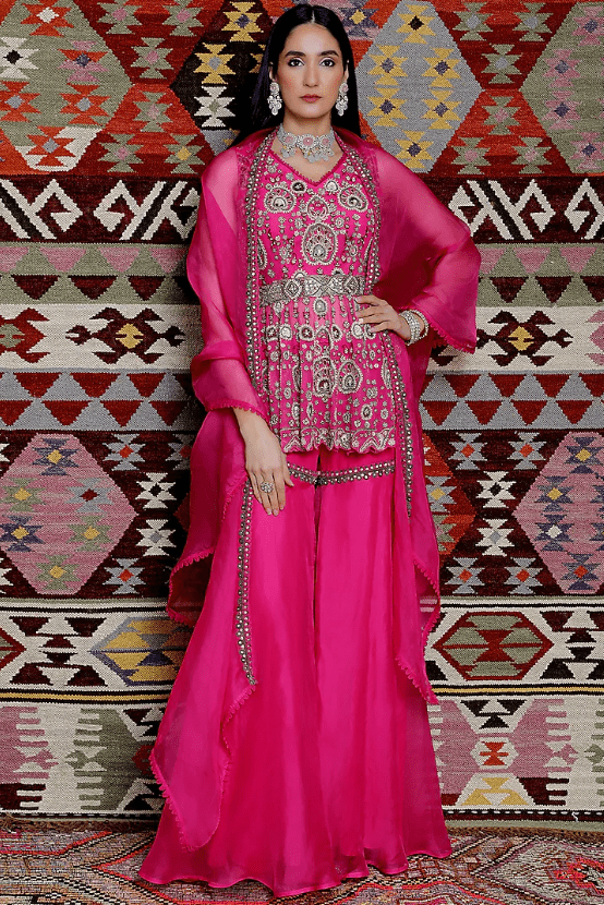 Fuchsia Tulle Sharara Set