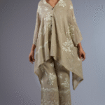 Beige & Ecru Handloom Thread Embroidered Cape