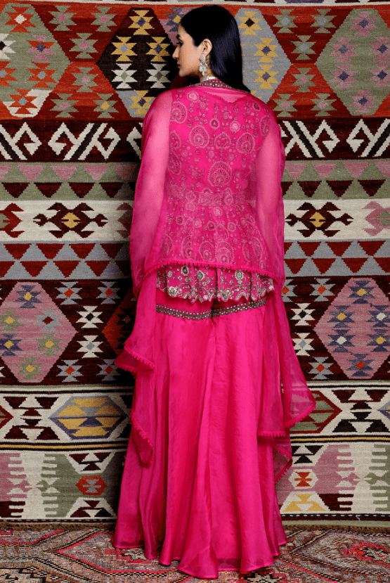 Fuchsia Tulle Sharara Set - Image 2