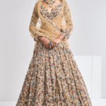Antique Gold Net Pearl Embroidered Lehenga Set