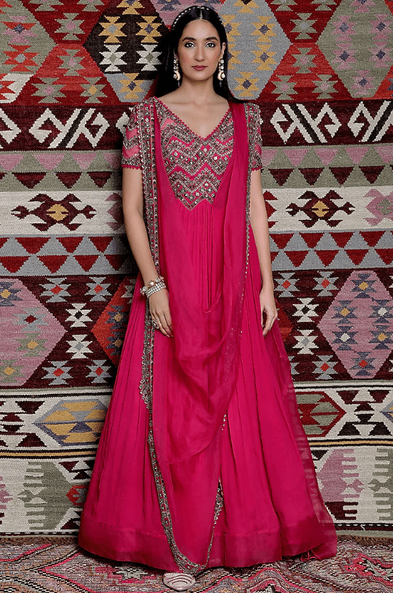 Fuchsia Embroidered Anarkali Set