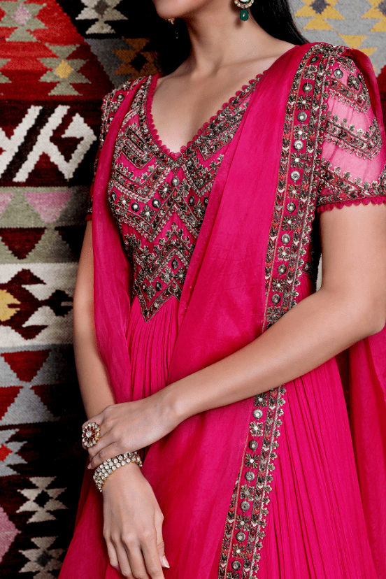 Fuchsia Embroidered Anarkali Set - Image 4