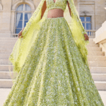 Sage Green Net Crystal Embroidered Lehenga Set