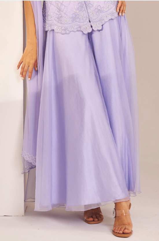 Hydrangea Blue Organza Sharara Set - Image 3