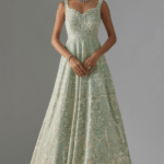 Ice Blue Organza Embroidered Gown