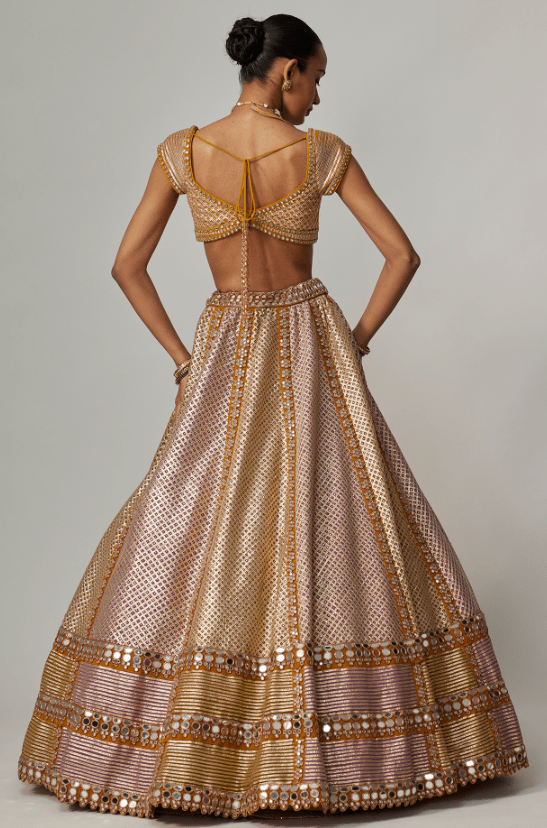Multi-Colored Georgette Gota Embroidered Lehenga Set - Image 2