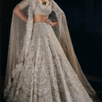 Nude Raw Silk Pearl & Sequins Embroidered Lehenga Set