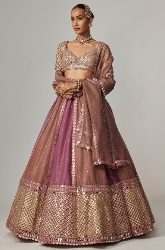 Multi-Colored Organza Gota Embroidered Lehenga Set