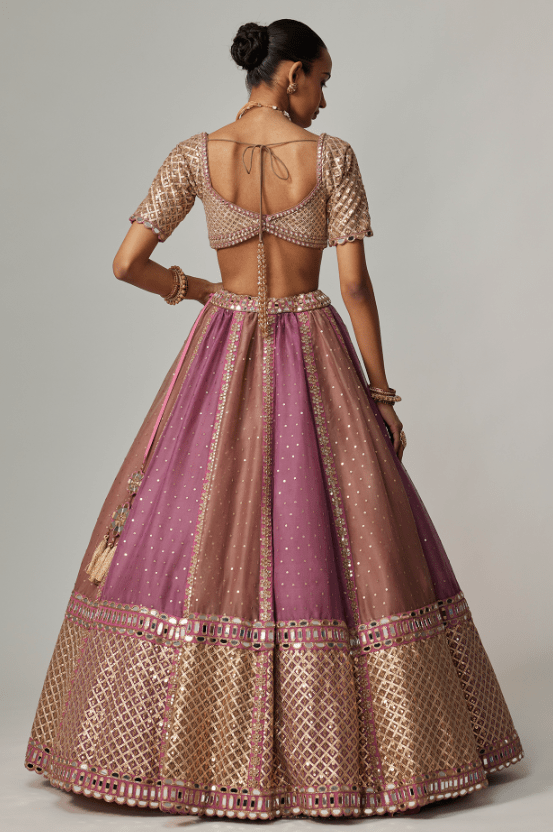 Multi-Colored Organza Gota Embroidered Lehenga Set - Image 2