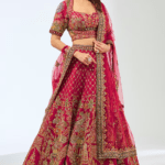 Red Silk Resham Hand Embroidered Lehenga Set