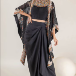 Black Organza Resham & Zardosi Embroidered Cape Set