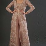 Blush Pink Organza Embellished Jacket Set