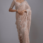 Pink Tulle Embellished Saree Set