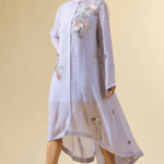 Purple Georgette Applique Embroidered Tunic