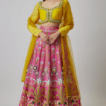 Pink Sequins Printed & Crystal Embellished Lehenga Set