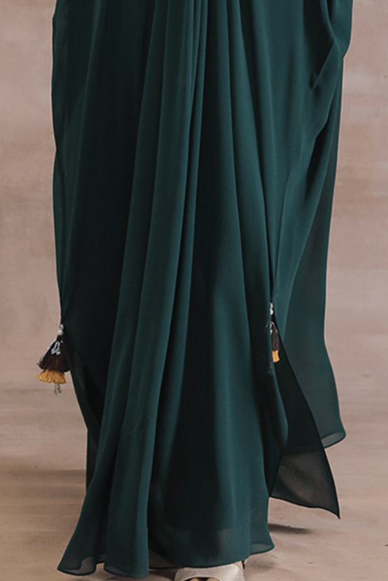 Bottle Green Hand Embroidered Kaftan - Image 4