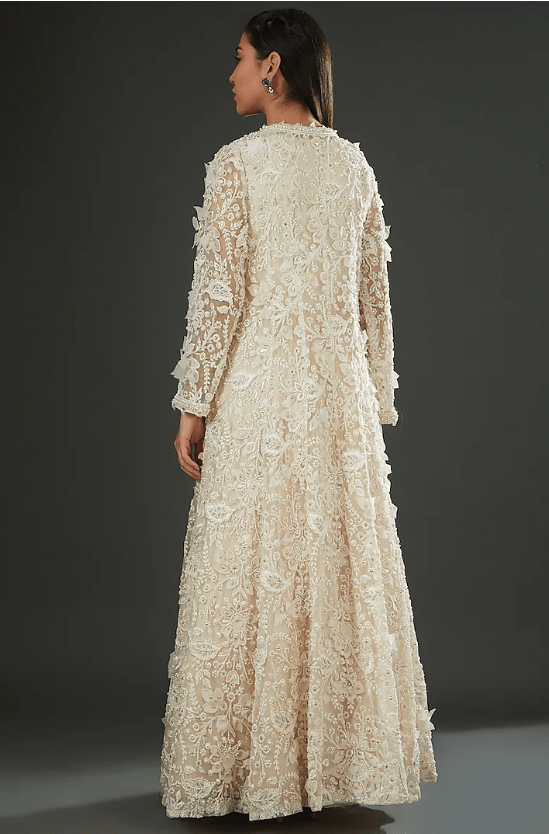 Ivory Chiffon Embellished Anarkali Set - Image 2
