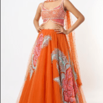 Orange Embellished Lehenga Set
