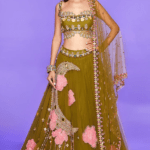 Olive Green Embroidered Lehenga Set