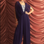 Purple Georgette Embellished Draped Jumpsuit