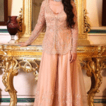 Champagne Net Hand Embroidered Jacket Set