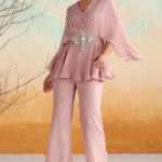 Dusty Pink Georgette & Organza Zari Embellished Co-Ord Set