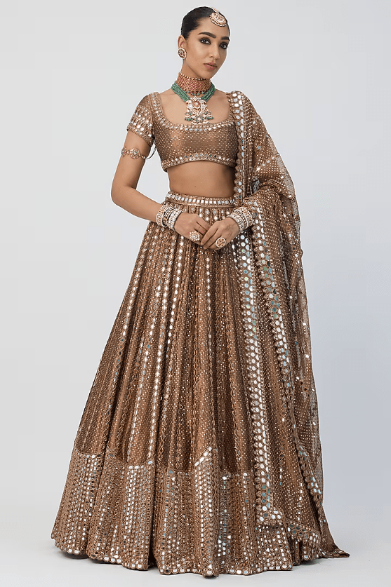 Copper Crystal Lehenga Set main image 1