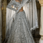 Silver Net Heavy Cut-Work Embroidered Lehenga Set