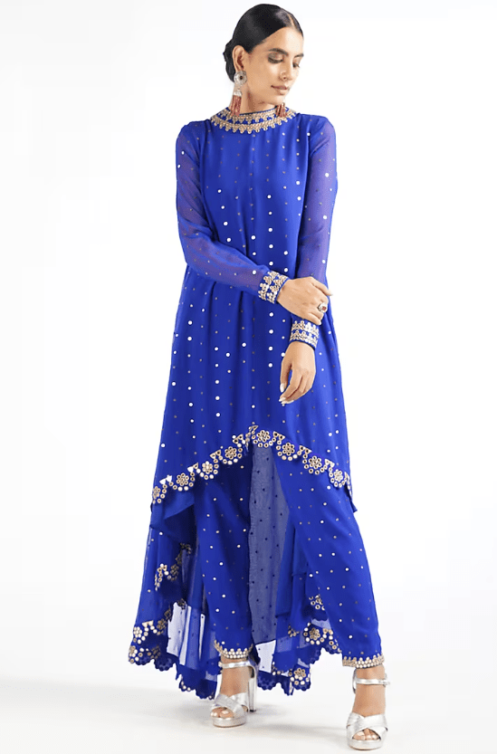 Royal Blue Georgette Sharara Set
