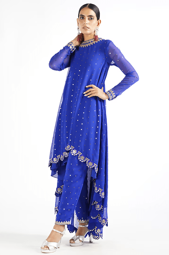 Royal Blue Georgette Sharara Set - Image 2