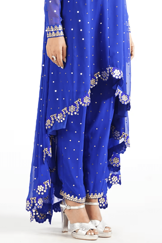 Royal Blue Georgette Sharara Set - Image 3