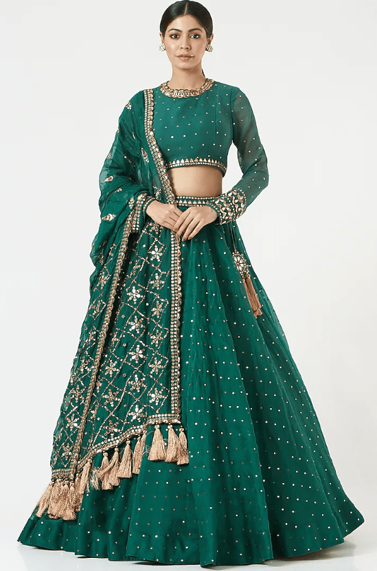 Green Georgette Lehenga Set