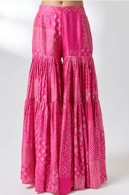 Gulabi Pink Chanderi Silk Gharara Set - Image 3