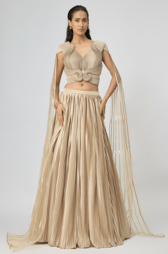 Sand Jersey Lehenga Set
