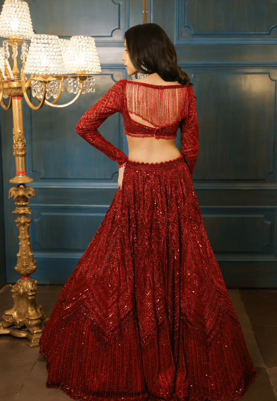 Rida Maroon Lehenga Set - Image 3