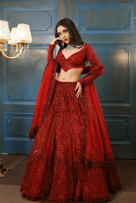 Rida Maroon Lehenga Set - Image 4