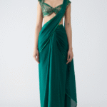 Emerald Banarasi Micro Pleated Moulded Gown Saree