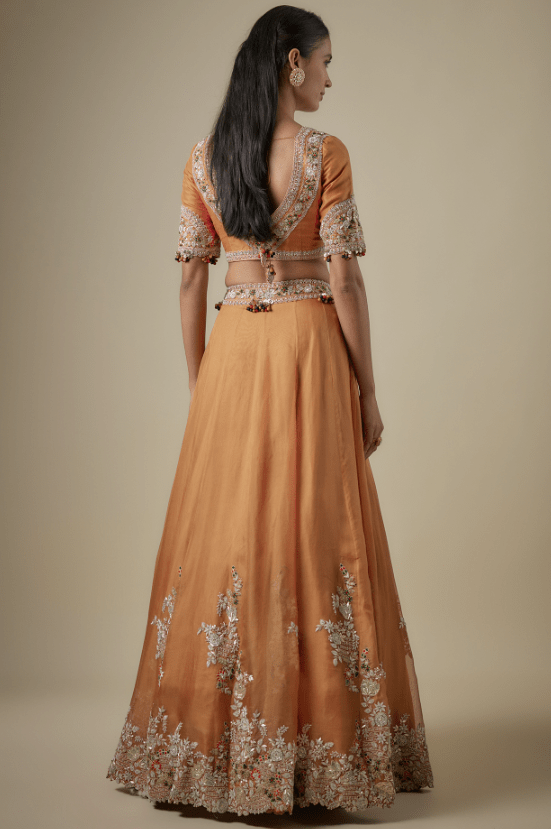 Rust Organza Maal Work Lehenga Set - Image 2